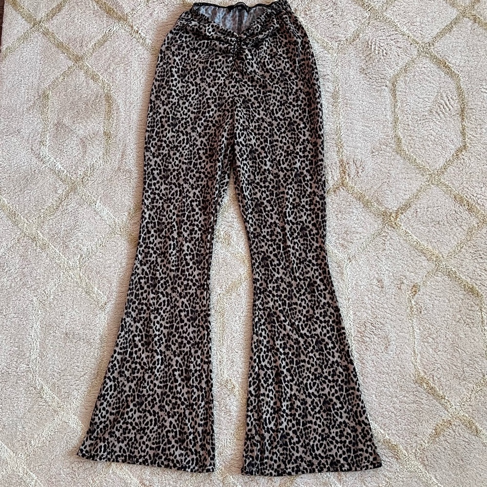 Missguided High Waist Leopard Print Flare Pants
